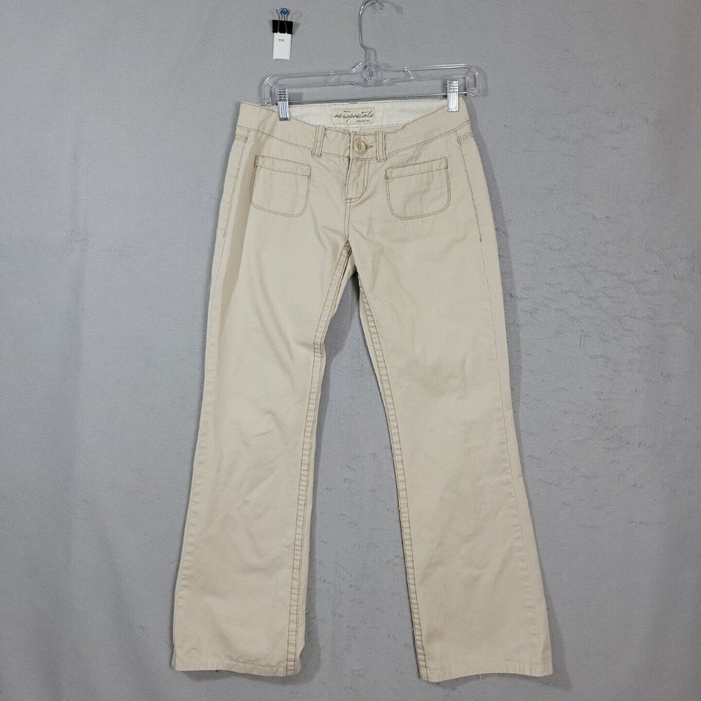 Aeropostale Ankle Pants Tan Front Pockets Regular Size 3/4